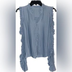 Flowy cold shoulder long sleeve blouse